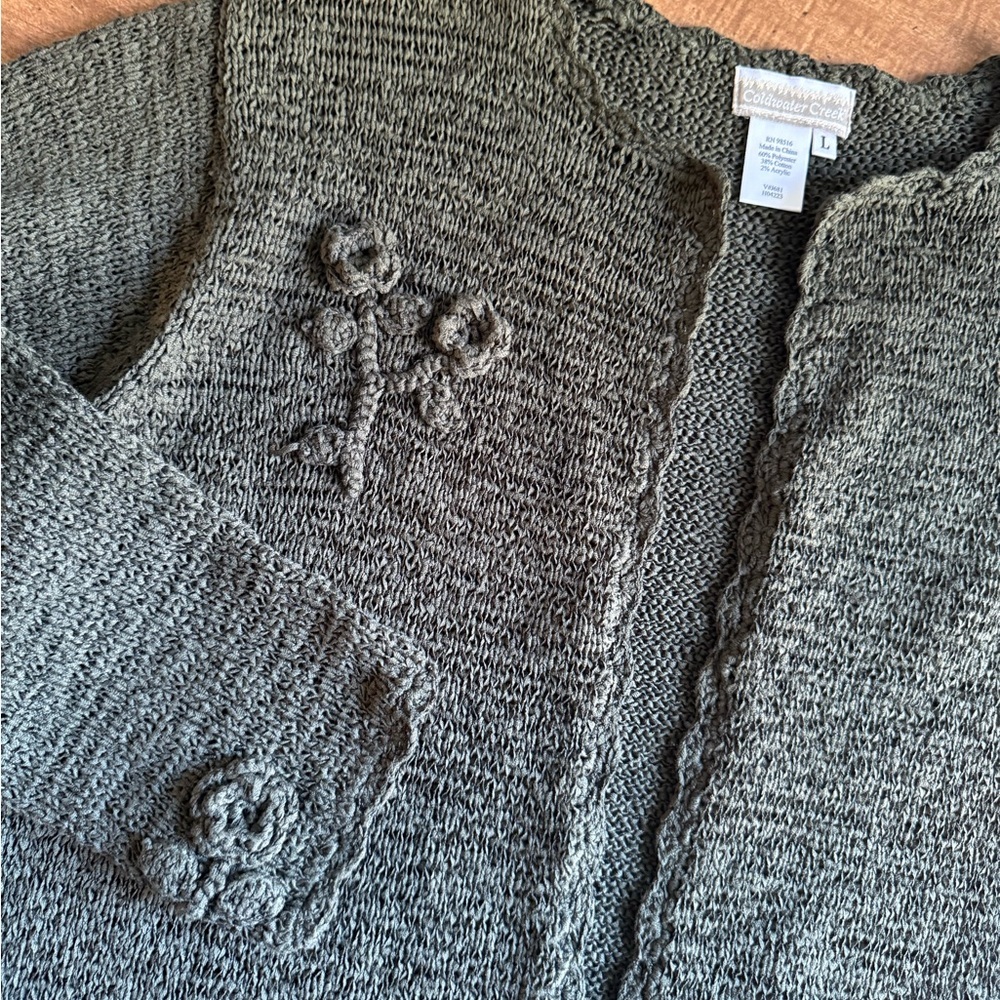 Coldwater Creek Cardigan Women’s Size Large Green Knit - Picture 4 of 10